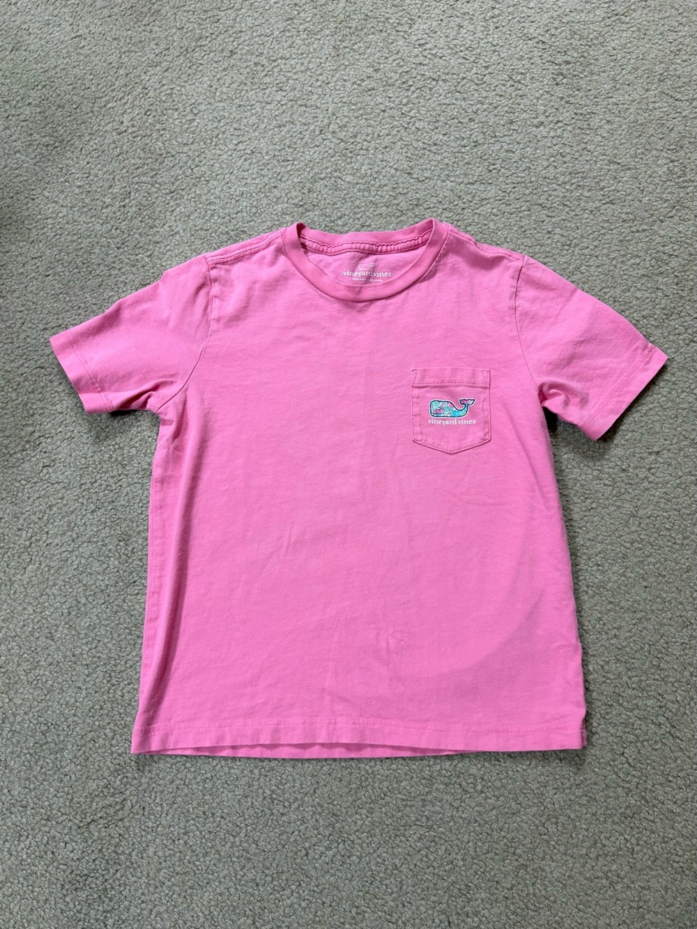 Vineyard Vines Kids Bright Pink Whale Chest Pocket Tee